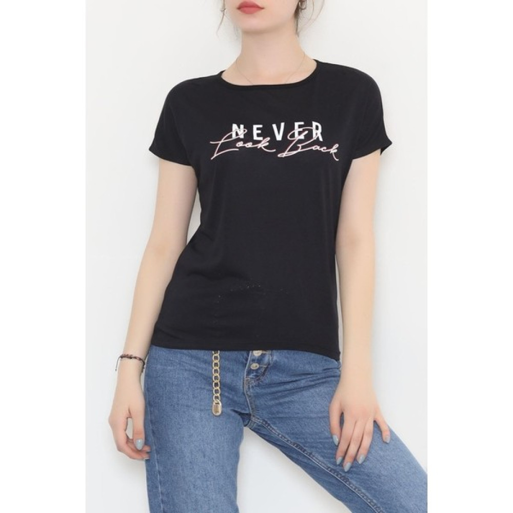 Modaymış Baskılı Tişört Siyah - 19584.200. Bayan T-shirt Fiyatı