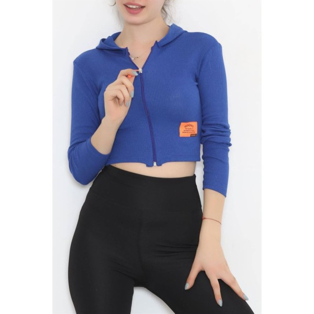 Modaymış Kapşonlu Kaşkorse Bluz Saks - 11711.1567. Bayan Ceket Fiyatı