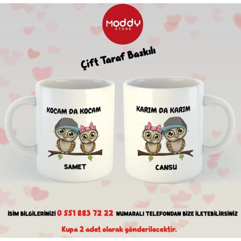 Moddy Store 2'li Karımda Karım - Kocamda Kocam Baskılı Çift Bardağı, Sevgiliye Kupa Bardak Fincan / Bardak / Kahve Takımı Fiyatı