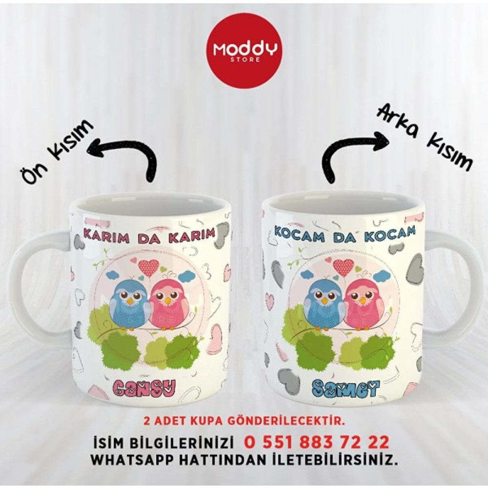 Moddy Store 2'li Karımda Karım - Kocamda Kocam Baskılı Çift Bardağı Sevgiliye Kupa Bardak Hediyelik - Beyaz Fincan / Bardak / Kahve Takımı Fiyatı