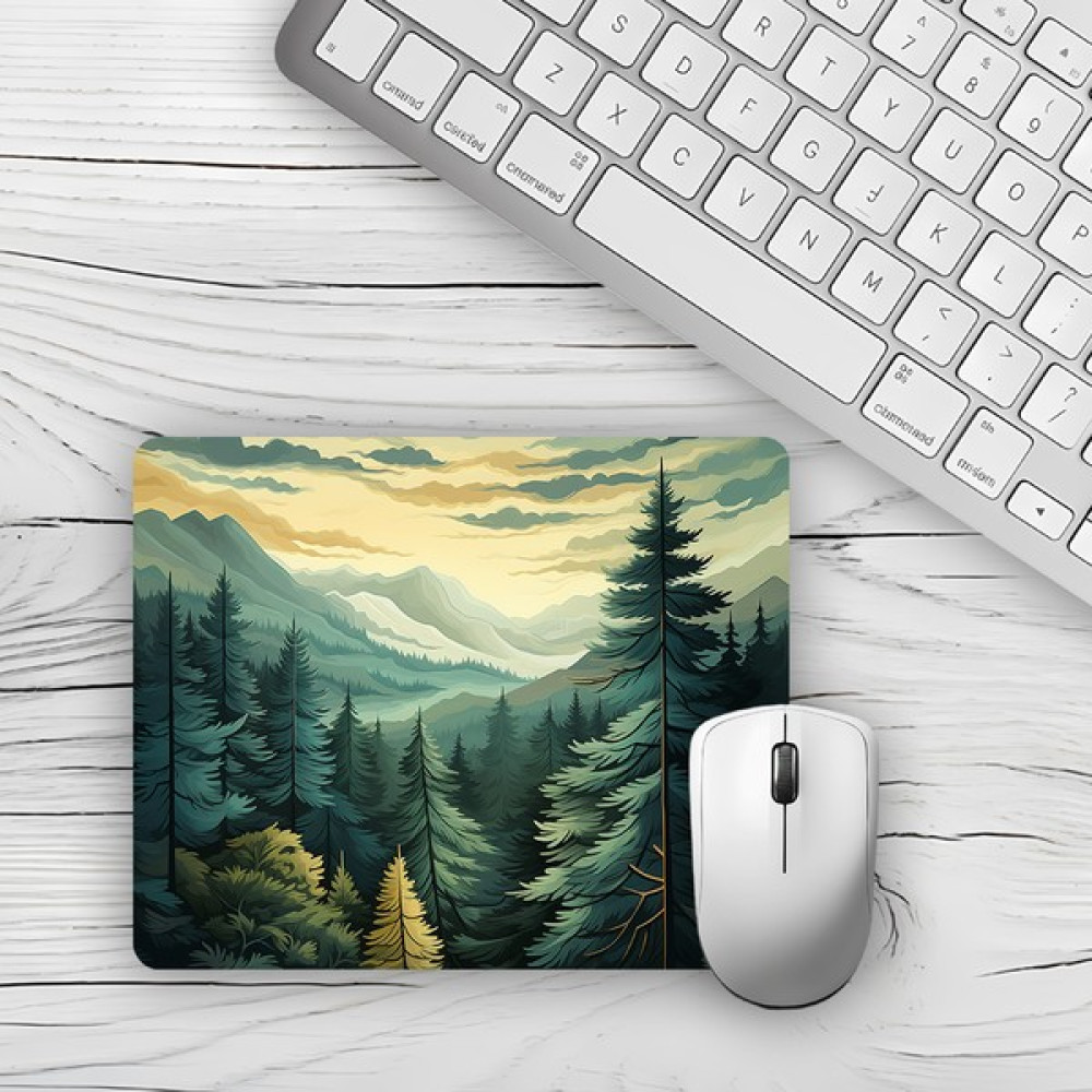 Moddy Store Çam Ağaçları Manzara Tasarımlı Baskılı Kaydırmaz Taban 18X22 cm Mouse Pad - Beyaz Mouse Pad Fiyatı