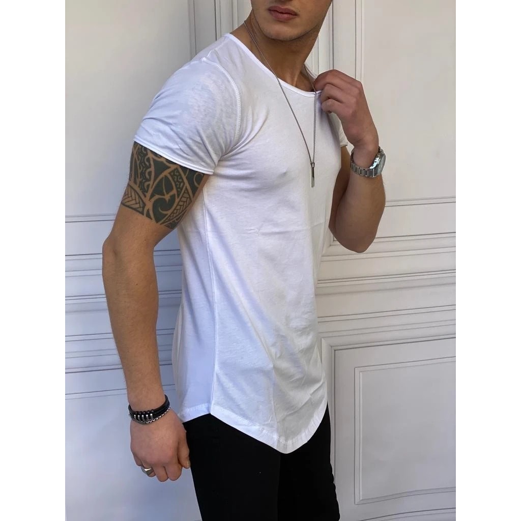Modefendicom Slim Fit Oval Kesim Pamuk Basic Tshırt Erkek T-shirt Fiyatı