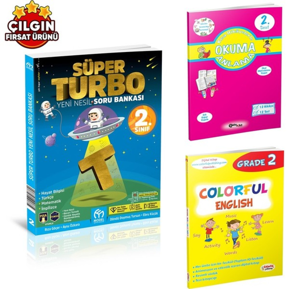 Model Eğitim Yayıncılık 2. Sınıf Model Yayınları Süper Turbo Soru Bankası + Çoklu Zeka Yayınları Okuma Anlama + Colorful English Kaynak Kitapları Fiyatı