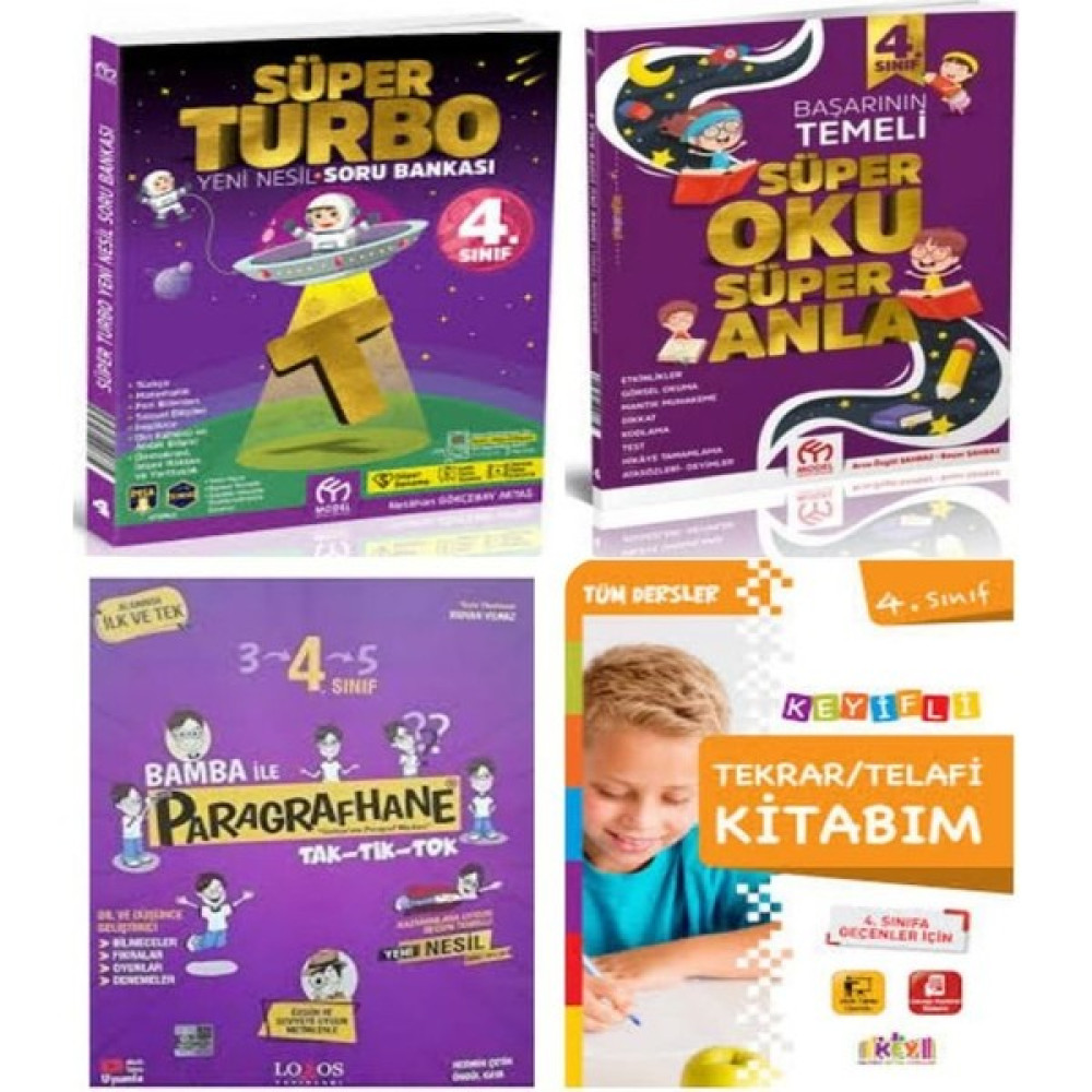 Model Eğitim Yayıncılık 4. Sınıf Süper Turbo Yeni Nesil Soru Bankası + Süper Oku Süper Anla + Paragraf Soru Bankası + Keyifli Tekrar / Telafi Kit... Tüm Dersler Fiyatı