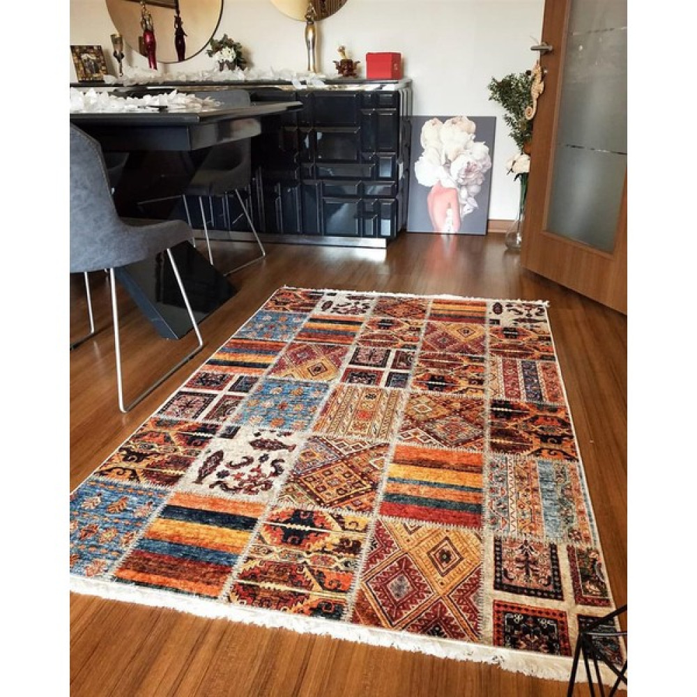 Model Halı Halımax Dara Kaymaz Tabanlı Pamuk Kilim 173 - 80 x 150 cm - Renkli Salon Halısı Fiyatı