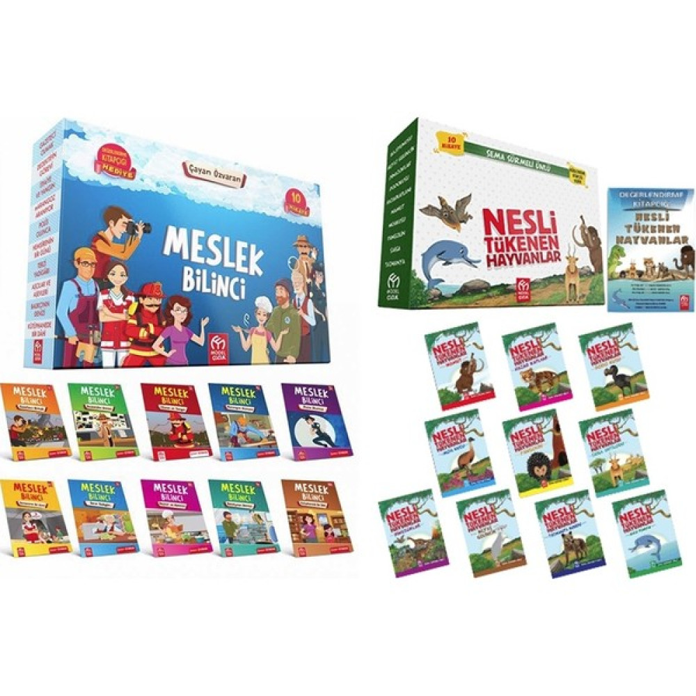 Model Yayınevi Nesli Tükenen Hayvanlar (10 Kitap) + Meslek Bilinci (10 Kitap) 2'li Hikaye Seti Çocuk Masal Fiyatı