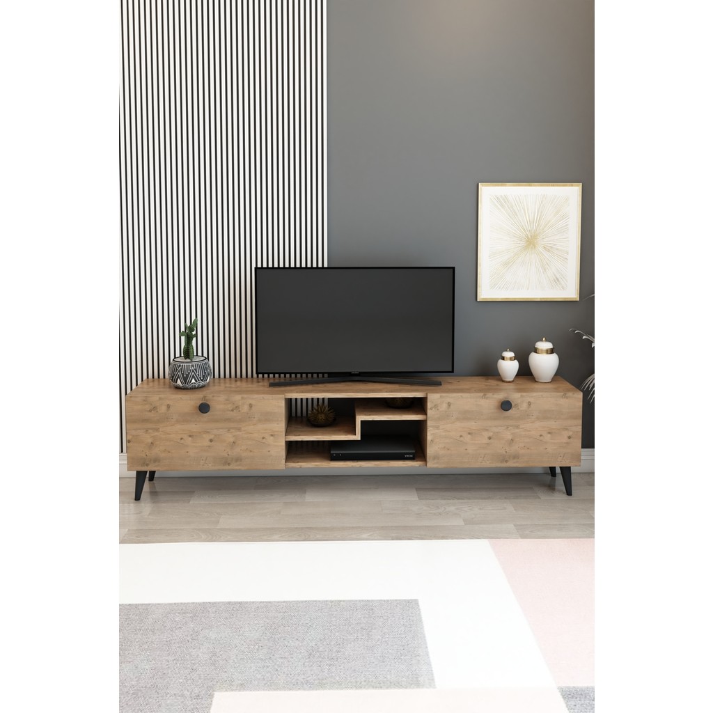Model Z 150 cm Tv Ünitesi – Dekoratif Raflı Televizyon Ünitesi Iki Kapaklı Modern Tv Sehpası | Televizyon Konsolu - Atlantik Çam Tv Ünitesi / Sehpası Fiyatı