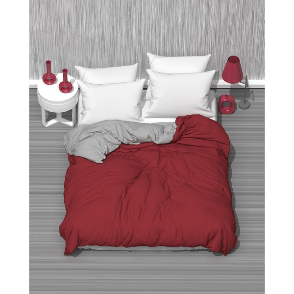 MODELHOME Iki Renkli Pamuklu Ranforce Kumaş Nevresim, Yorgan Kılıfı - Bordo - Gri - 200 x 230 cm Nevresim Takımı Fiyatı