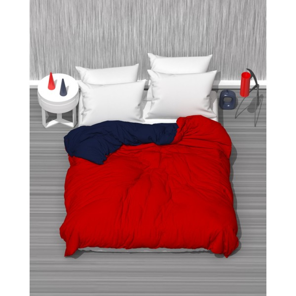 MODELHOME Iki Renkli Pamuklu Ranforce Kumaş Nevresim, Yorgan Kılıfı - Kırmızı - Lacivert - 200 x 230 cm Nevresim Takımı Fiyatı