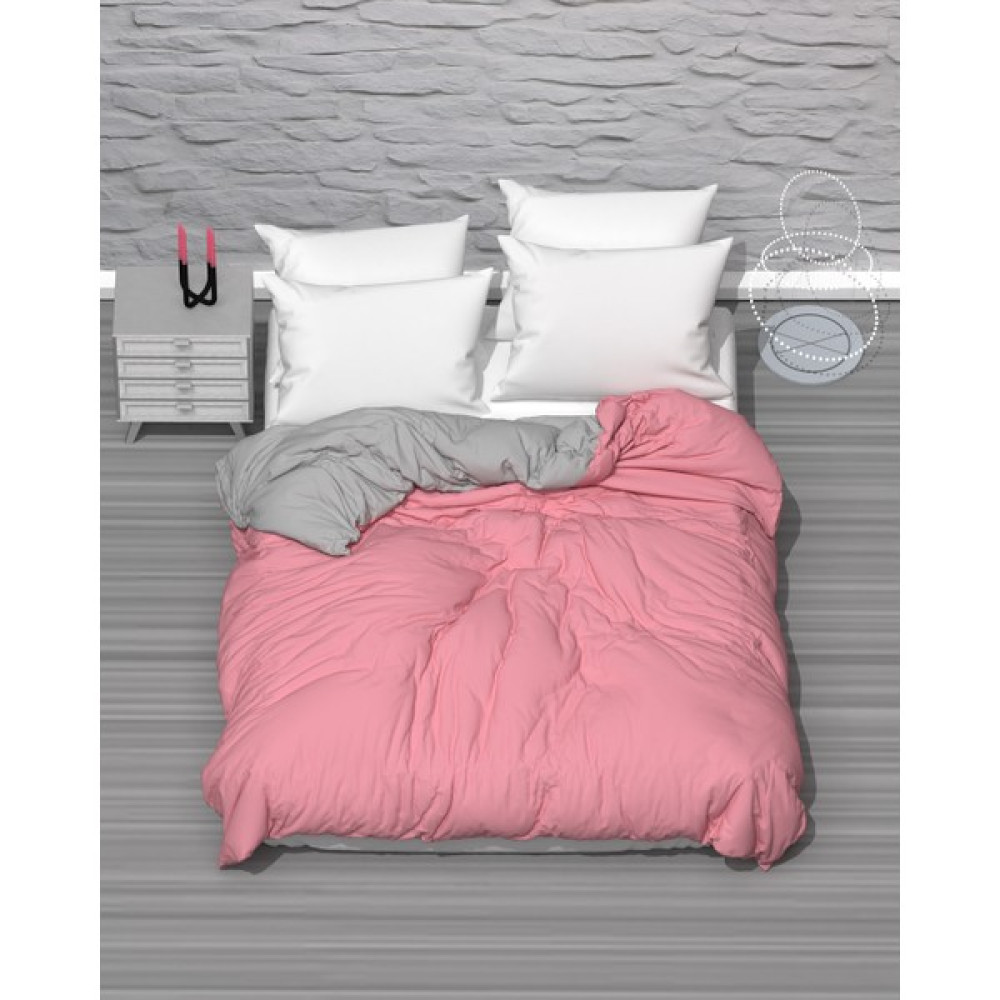 MODELHOME Iki Renkli Pamuklu Ranforce Kumaş Nevresim, Yorgan Kılıfı - Pembe - Gri - 200 x 230 cm Nevresim Takımı Fiyatı