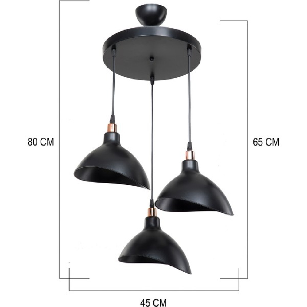 Modelight Esta 3lü Avize Siyah - 3'lü Avize Fiyatı