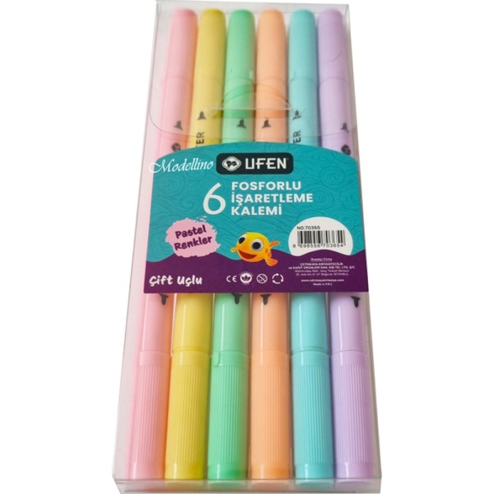 Modellino Çift Uçlu 6'lı Pastel Renkler Ufen Fosforlu Kalem Fosforlu Kalem Fiyatı