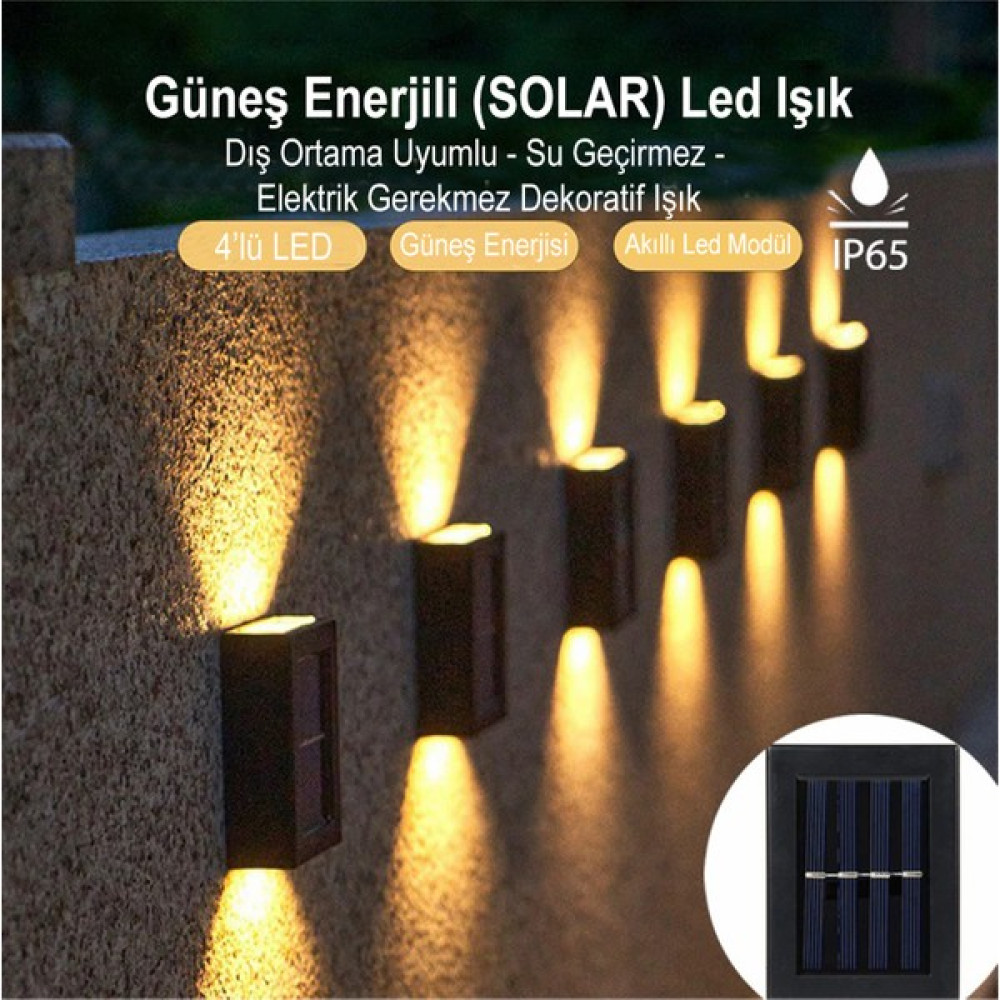Modern 2 Adet Solar Çift Taraflı Aplik Güneş Enerjili Duvar Aydınlatma Lambası (Gün Işığı) Dış Mekan & Bahçe Oyuncakları Fiyatı