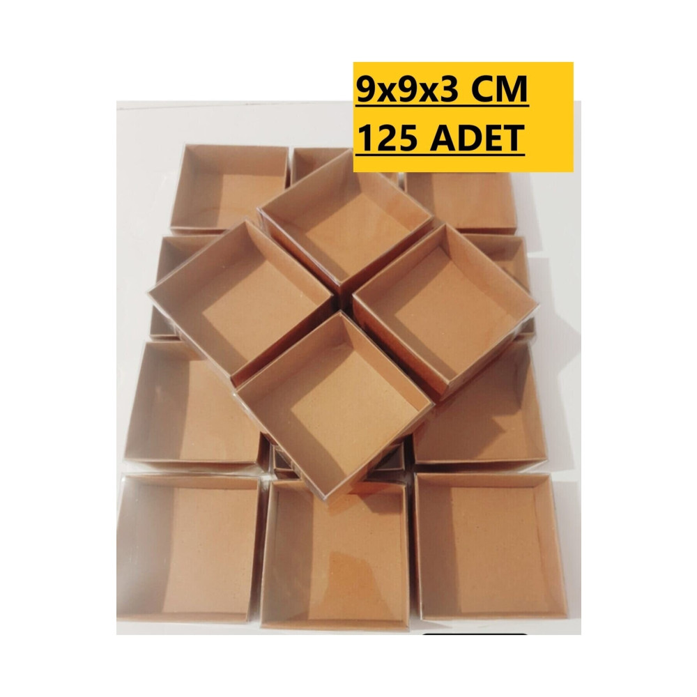 Modern Box 125 Adet 9x9x3 Cm Asetat Kapaklı Kraft Kutu Düğün Nişan Kına Hediyelik Kutu Hediyelik Eşya Fiyatı