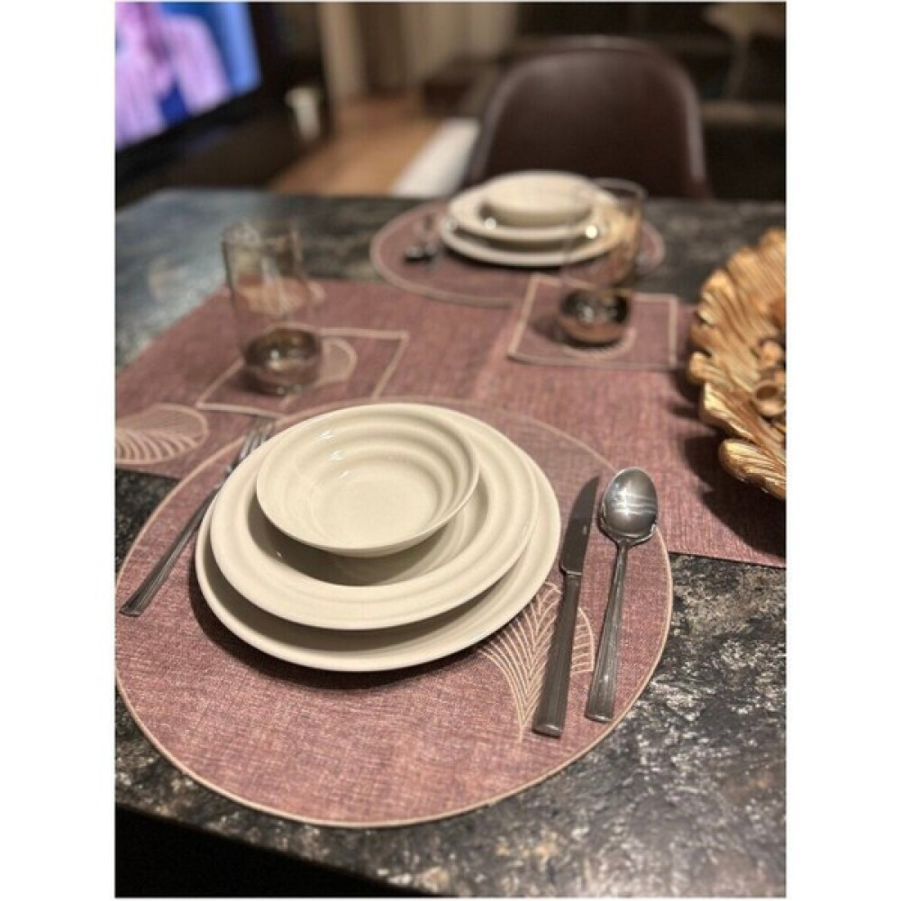 Modern Charm Maison Dulcis Amerikan Servis Seti Yuvarlak - Runner ve Sunum Peçetesi 6 Kişilik 13 Parça - 40 x 40 cm - Kahverengi Amerikan Servis Fiyatı