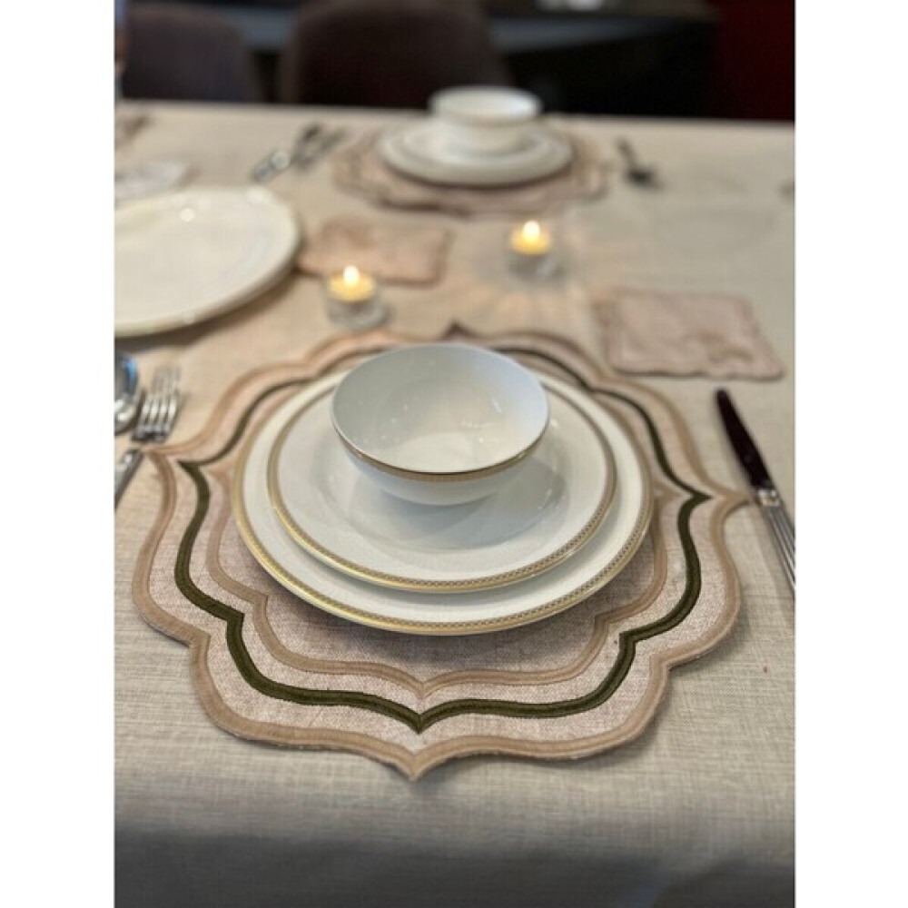 Modern Charm Maison Larte Amerikan Servis Tek Parça - 40 x 40 cm - Bej - Gold Amerikan Servis Fiyatı