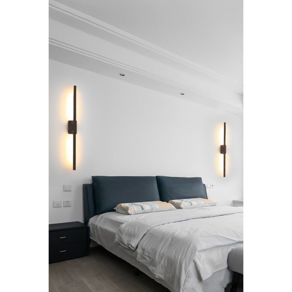 Modern Dekoratif Çubuk Led Duvar Aplik 70 Cm Ahşap Desen Profil (Dikdörtgen Rozanslı) 4000K Aplikler Fiyatı