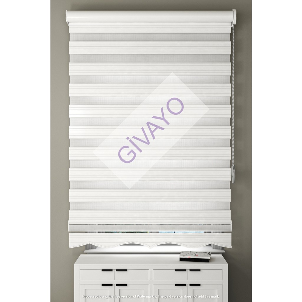Modern Ekru Pliseli Etek Dilimli Zebra Stor Perde - 190 x 200 cm Stor Perde Fiyatı