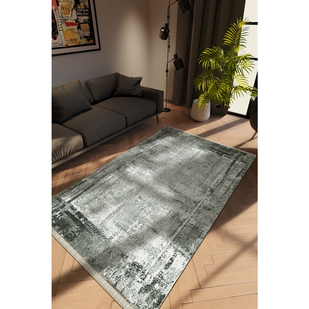 Modern Eskitme Gri Dijital Baskı Halı Kaydırmaz Ince Yıkanabilir - 100 x 300 cm - Renkli Salon Halısı Fiyatı