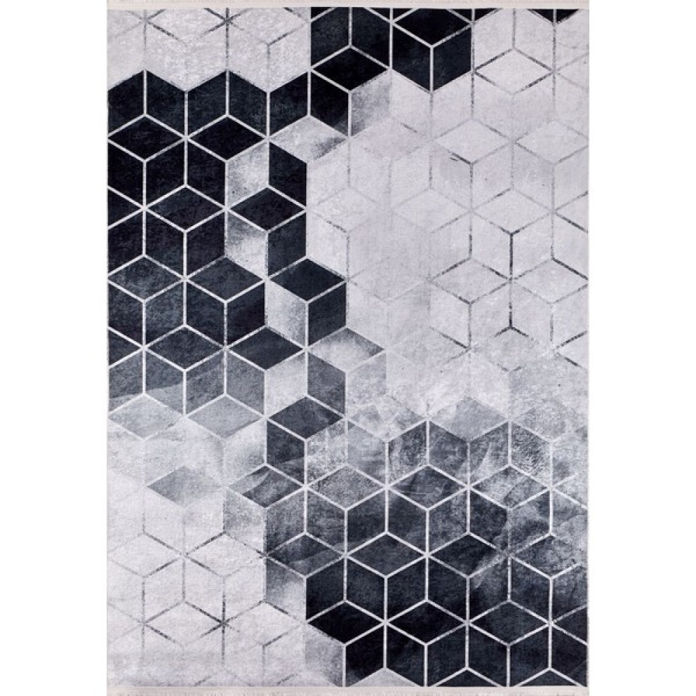Modern Gri Dijital Baskı Yıkanabilir Hipoalerjenik Kaymaz Taban Halı Yolluk - 80 x 400 cm Salon Halısı Fiyatı