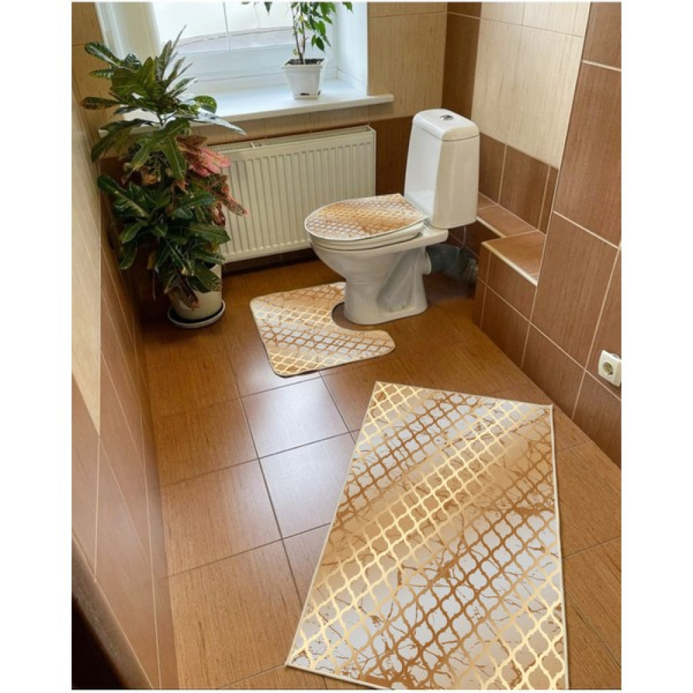 Modern Home Vizon Tasarım Halı 3'lü Set Banyo Paspası, Klozet Takımı Kaymaz Taban Dijital Baskı 60X100 - 50X60 - 60 x 100 cm Klozet Takımı Fiyatı