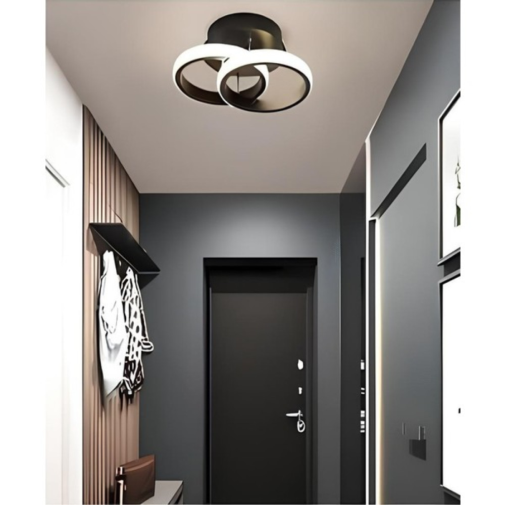 Modern Ikili Yuvarlak Model Lüks LED Avize - Siyah - Beyaz Led Işık Avize Fiyatı