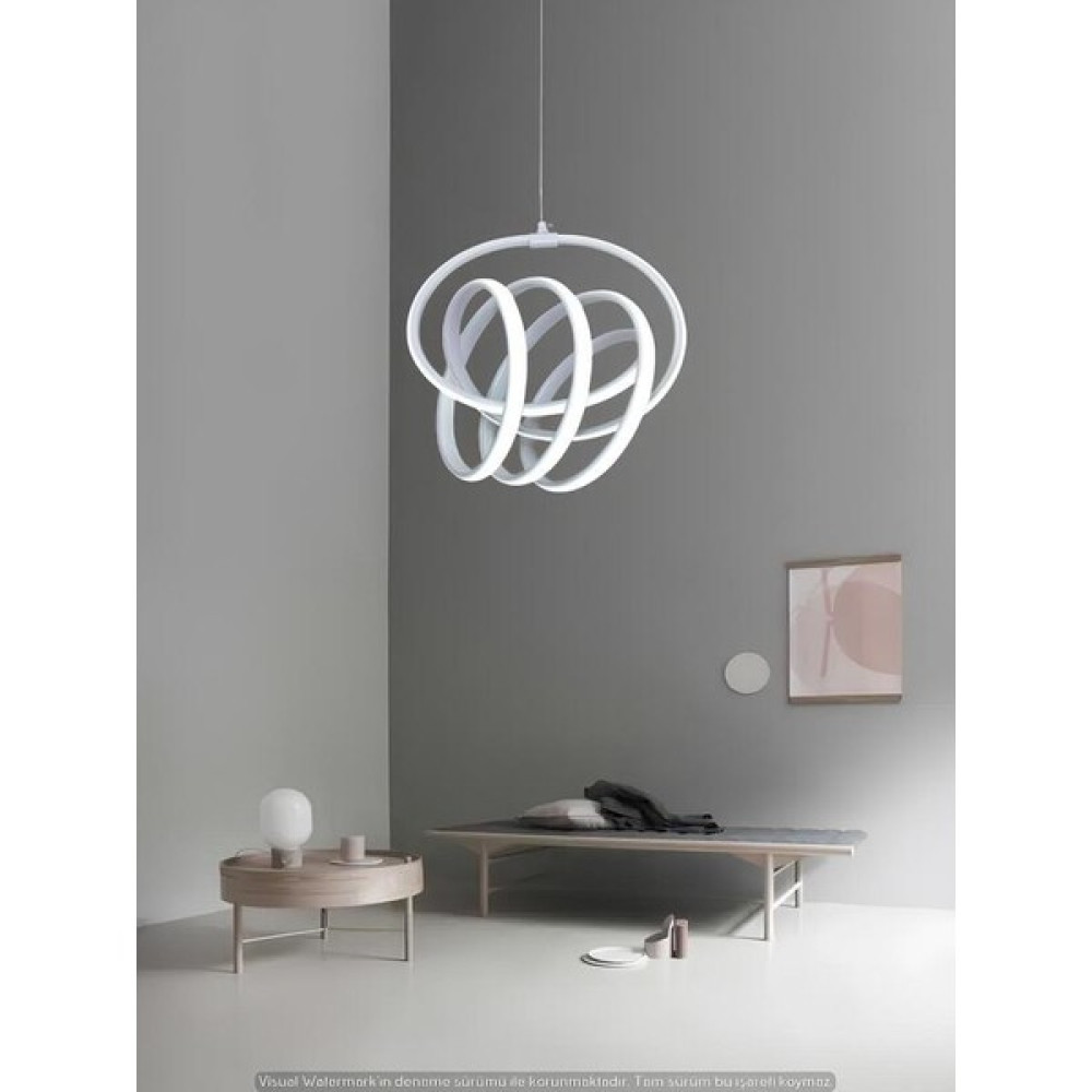 Modern Imza Model Lüks LED Avize - Beyaz - Sarı Led Işık Avize Fiyatı