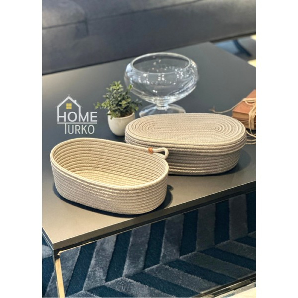 Modern, Jüt, Hasır, Sepet Takımı, 2'lü Sepet, El Dokuması, Mutfak Sepeti, Düzenleyici, Organizer - 34 x 24 - Gri Sepet Fiyatı