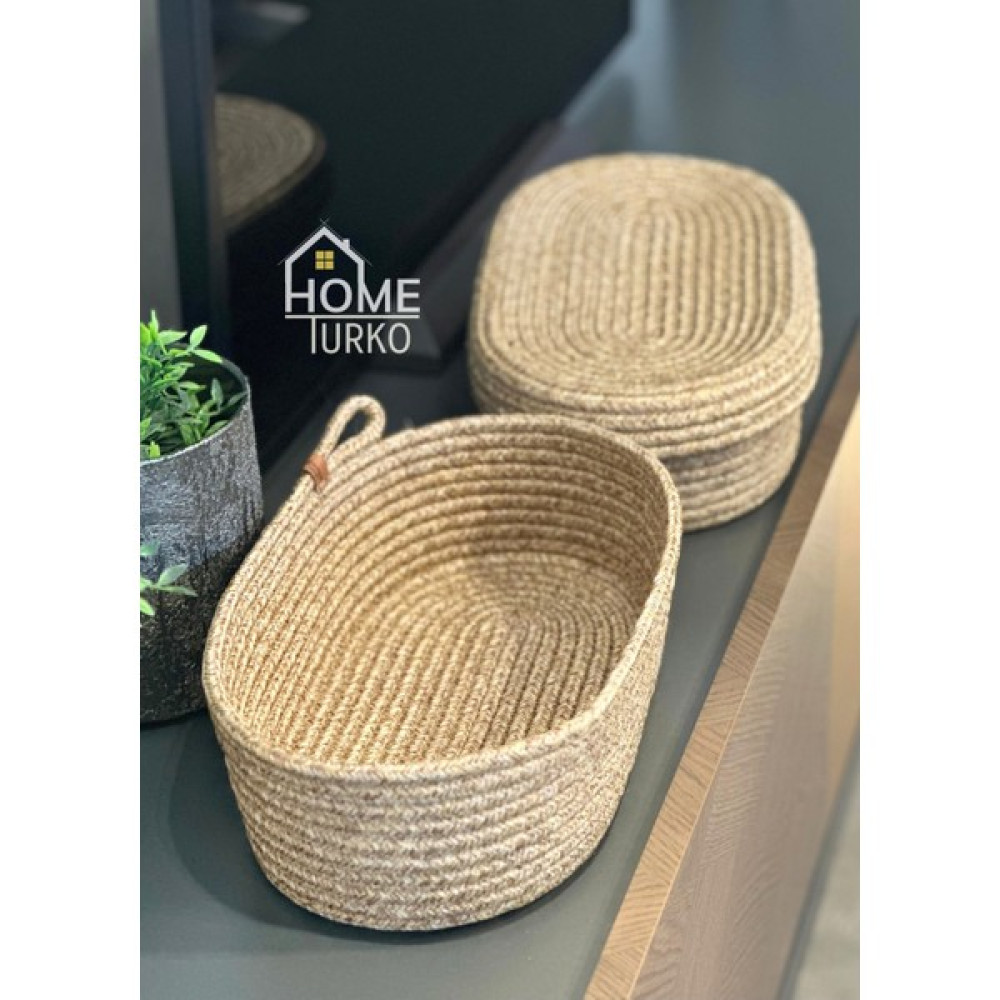 Modern, Jüt, Hasır, Sepet Takımı, 2'lü Sepet, El Dokuması, Mutfak Sepeti, Düzenleyici, Organizer - 34 x 24 - Hasır Sepet Fiyatı