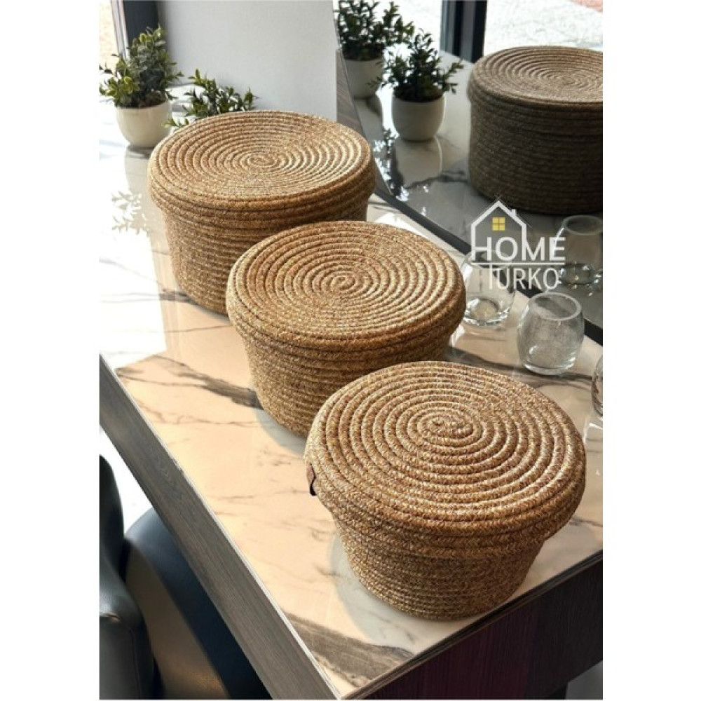 Modern, Jüt, Hasır, Sepet Takımı, 3'lü Sepet, El Dokuması, Mutfak Sepeti, Düzenleyici, Organizer - Hasır Sepet Fiyatı