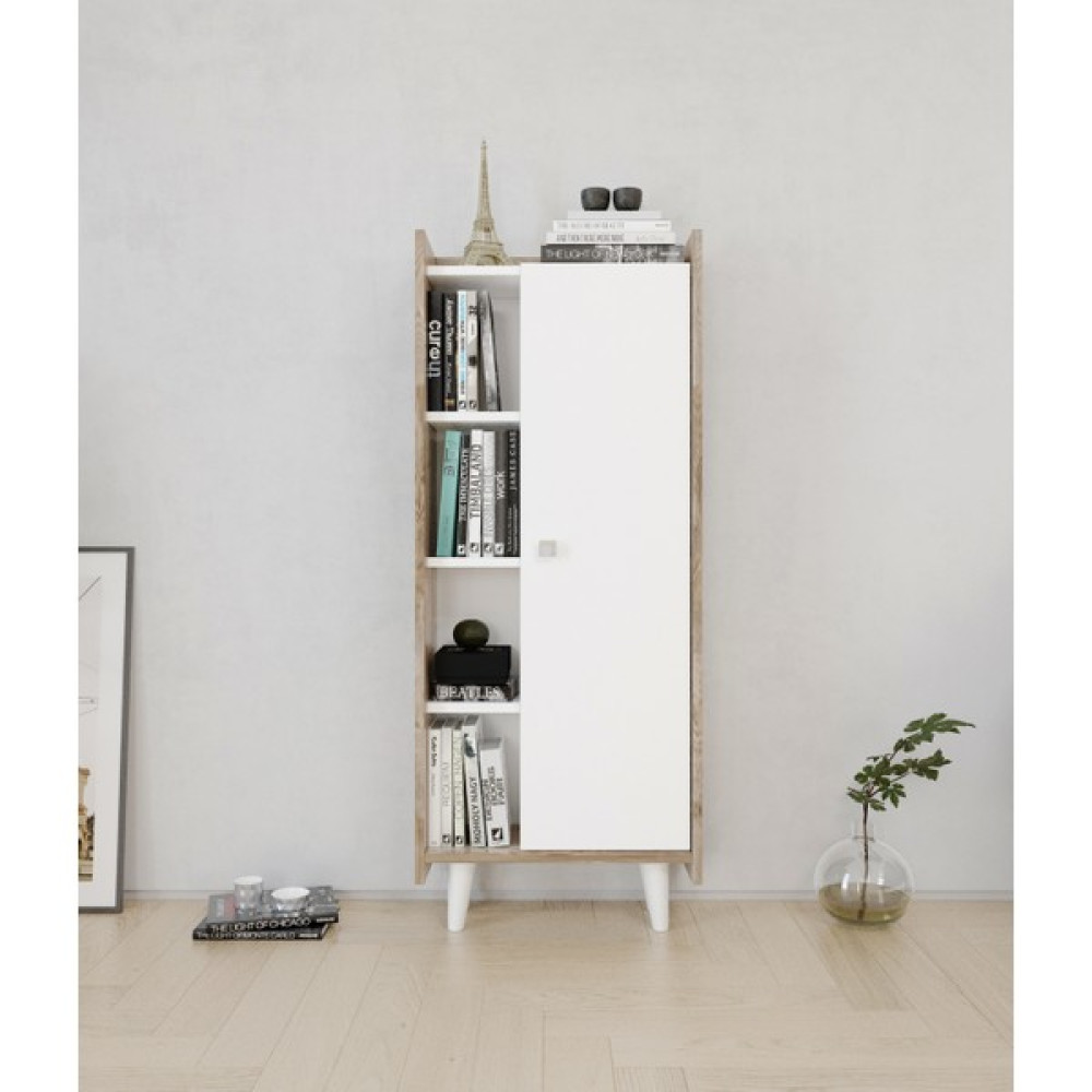 Modern Kitaplık Kapaklı Ceviz-Beyaz - 2 - Ceviz - Beyaz Kitaplık Fiyatı