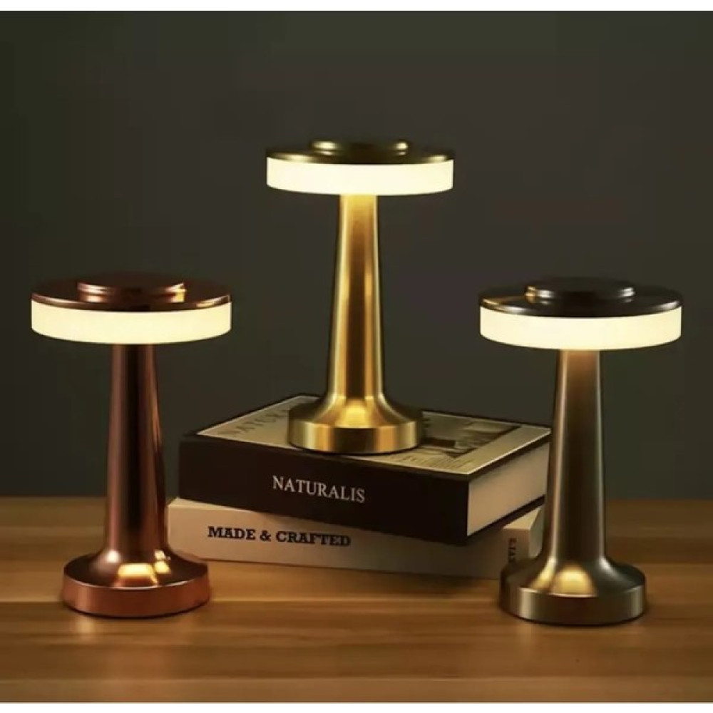 Modern LED Masa Lambası Dokunmatik Abajur 6 Mod Kademeli Şarjlı Bakır - Sarı Abajur Fiyatı