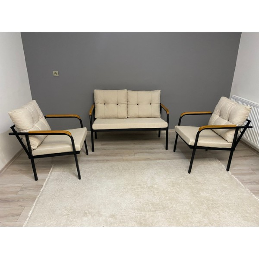 Modern Style Home Dünya Balkon, Bahçe, Cafe - Metal Kanepe Koltuk Takımı - 2+1+1 - Kare - 3 Bahçe Mobilyası Takımı Fiyatı