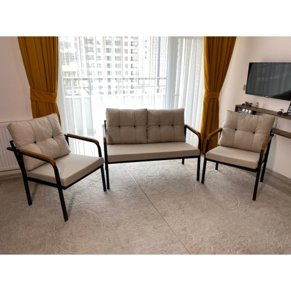Modern Style Home " Dünya Balkon, Bahçe, Cafe - Metal Kanepe Koltuk Takımı - 2+1+1 - Kare - 3 Bahçe Mobilyası Takımı Fiyatı