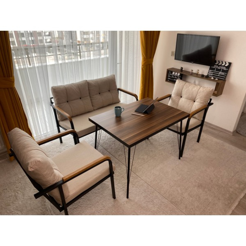 Modern Style Home " Dünya Balkon, Bahçe, Cafe - Metal Kanepe Koltuk Takımı - 2+1+1 + Masa - Kare - 3 Bahçe Mobilyası Takımı Fiyatı