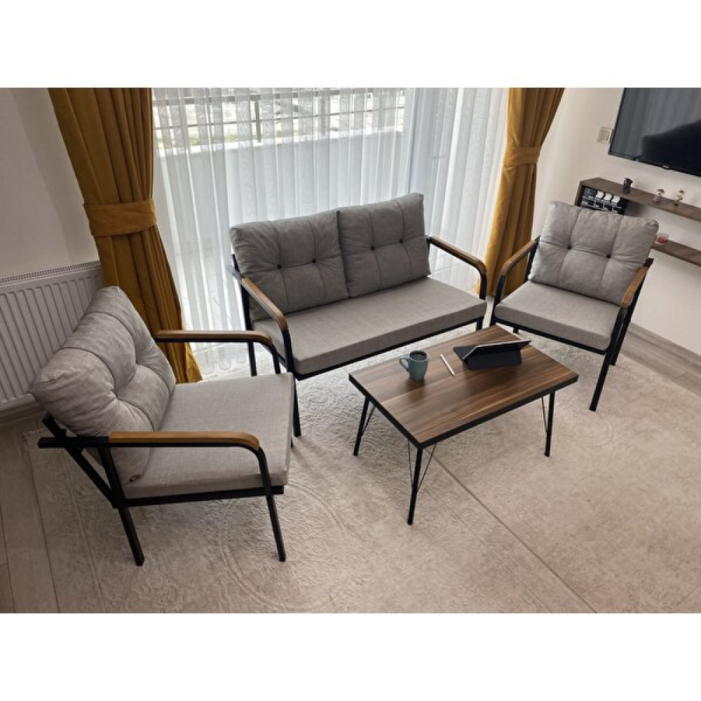 Modern Style Home Güneş Balkon, Bahçe, Cafe - Metal Kanepe Koltuk Takımı - 2+1+1 + Sehpa - Kare - 3 Bahçe Mobilyası Takımı Fiyatı