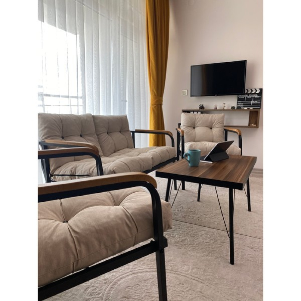 Modern Style Home Mars Balkon, Bahçe, Cafe - Salon - Metal Kanepe Koltuk Takımı - 2+1+1 + Sehpa - Kare - 3 Bahçe Mobilyası Takımı Fiyatı