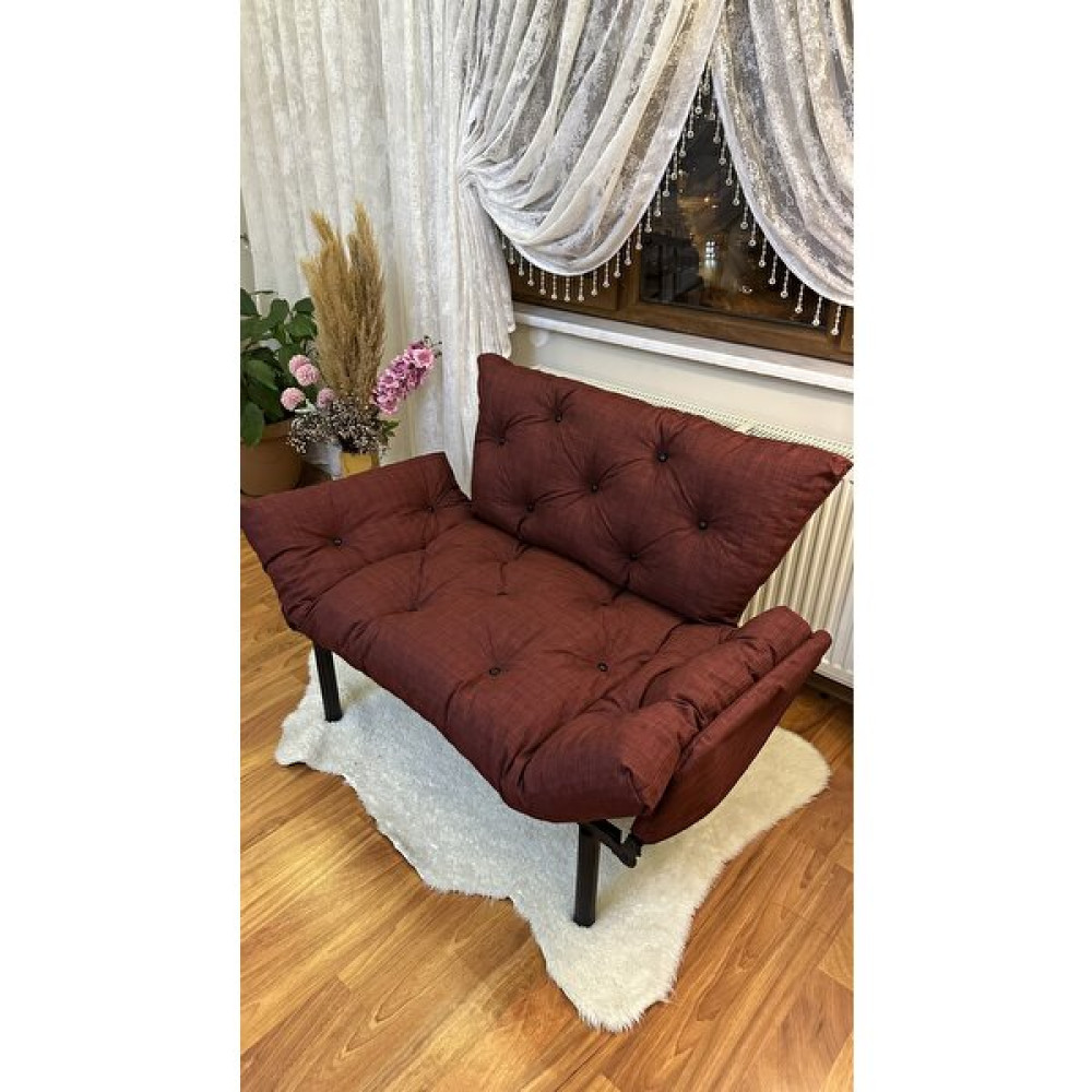 Modern Style Home Modern Ikili Yataklı Kanepe Tekli 2'li Çift Kişilik Koltuk Ev Ofis Balkon Teras Kanepesi - Bordo Kanepe & Çekyat Fiyatı