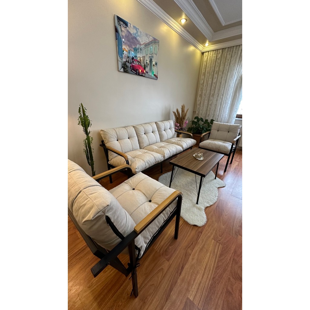 Modern Style Home Modern Kadıköy Balkon, Bahçe, Cafe - Metal Kanepe Koltuk Takımı - 3+1+1+ Sehpa Koltuk Takımı / Seti Fiyatı