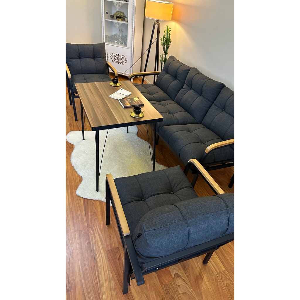Modern Style Home Modern Sarıyer Balkon, Bahçe, Cafe - Metal Kanepe Koltuk Takımı - 3+1+1+Masa Koltuk Takımı / Seti Fiyatı