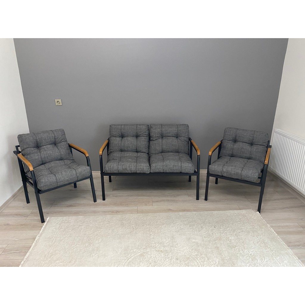 Modern Style Home Style Home Jüpiter Metal Kanepe Koltuk Takımı Antrasit Renkli Kare Şekilli Konforlu Kullanım - 3 Koltuk Takımı / Seti Fiyatı