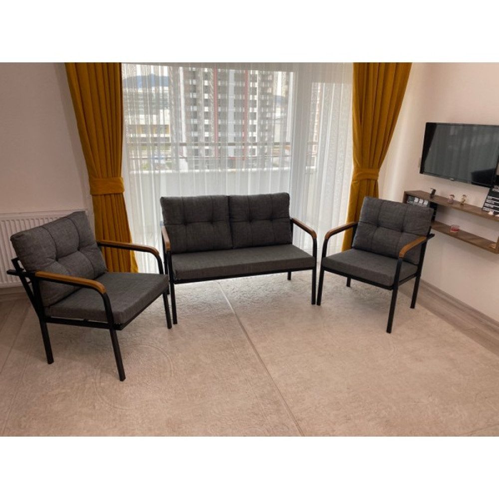 Modern Style Home Venüs Balkon, Bahçe, Cafe - Metal Kanepe Koltuk Takımı - 2+1+1 - Kare - 3 Bahçe Mobilyası Takımı Fiyatı