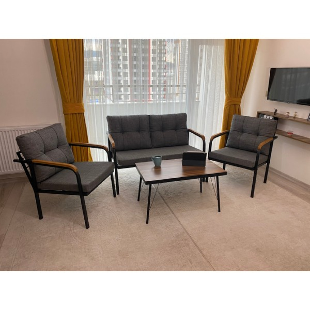 Modern Style Home Venüs Balkon, Bahçe, Cafe - Metal Kanepe Koltuk Takımı - 2+1+1 + Sehpa - Kare - 3 Bahçe Mobilyası Takımı Fiyatı