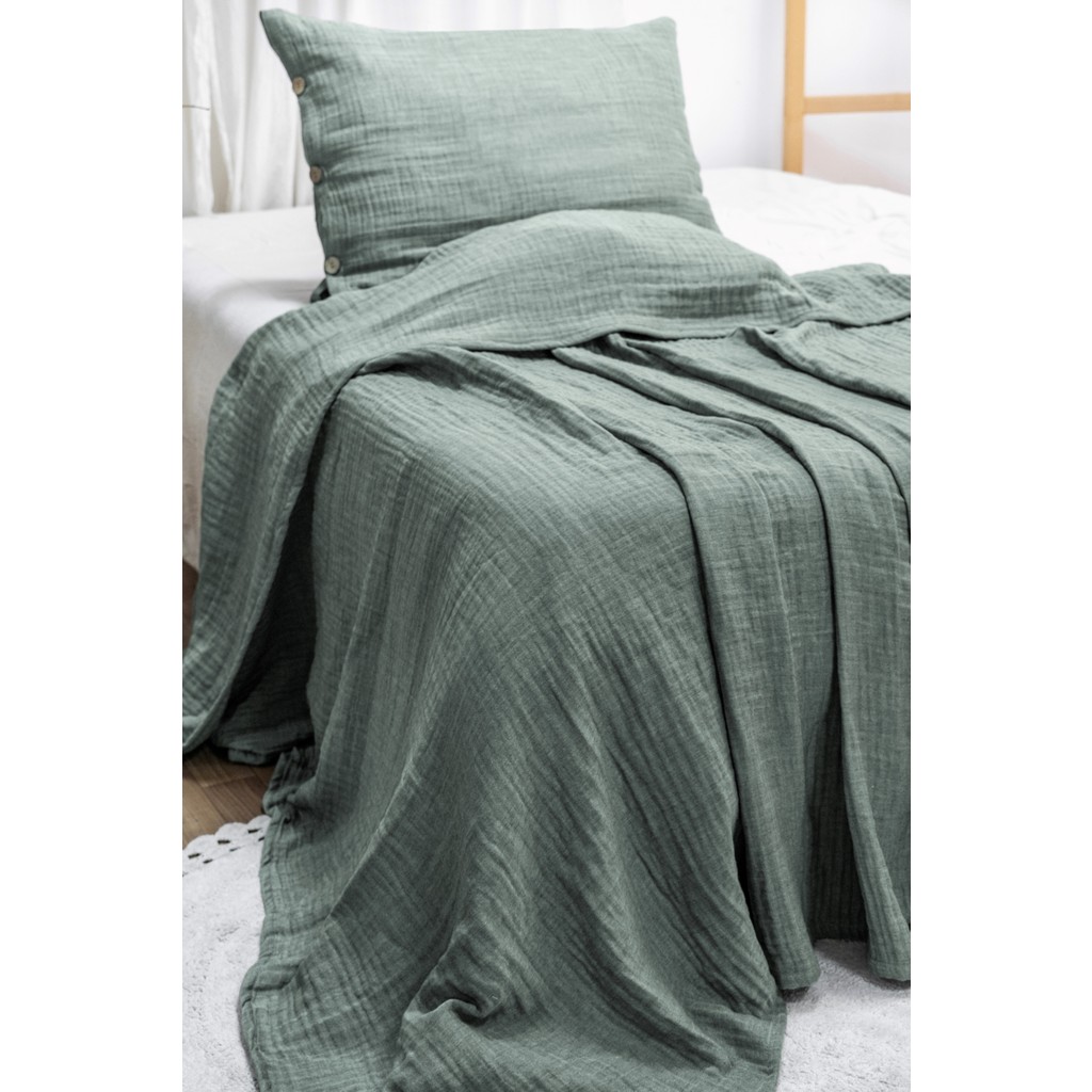 Modern Tek Kişilik %100 Pamuk 3 Katlı Müslin Yatak Örtüsü Yastıksızdır - Haki - 140 x 200 cm Yastık Kılıfı Fiyatı