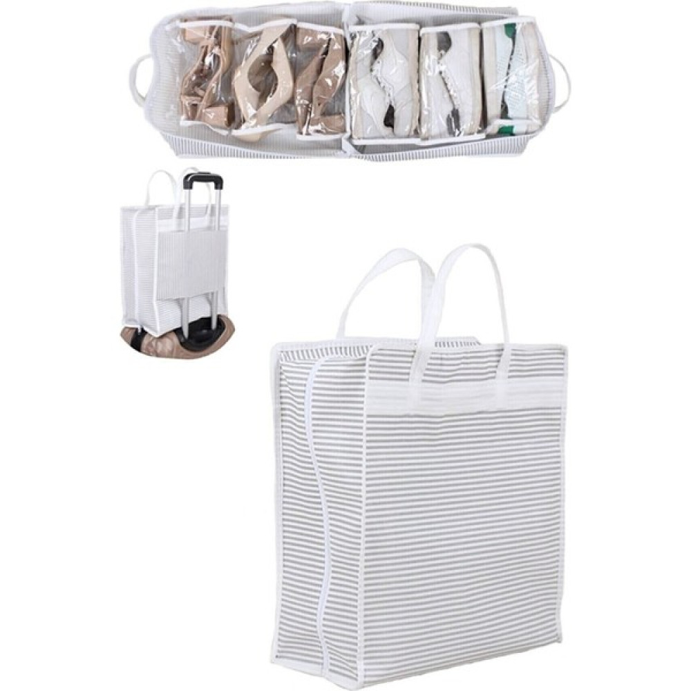 modernavm Ayakkabı Hurcu 35X22X40 cm Gri Çizgili Hurç Fiyatı
