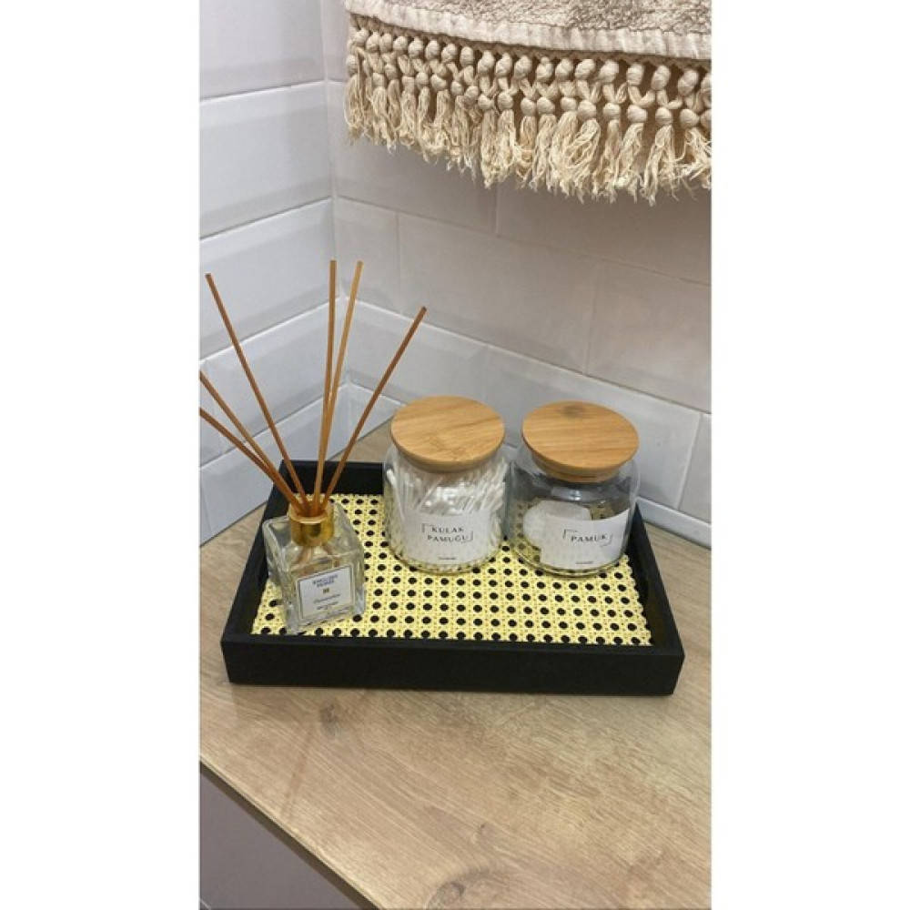 Modest Concept Rattan Hazeran Tepsi, Siyah Tepsi Hazeran Sunumluk Rattan Servis Tepsisi Fiyatı