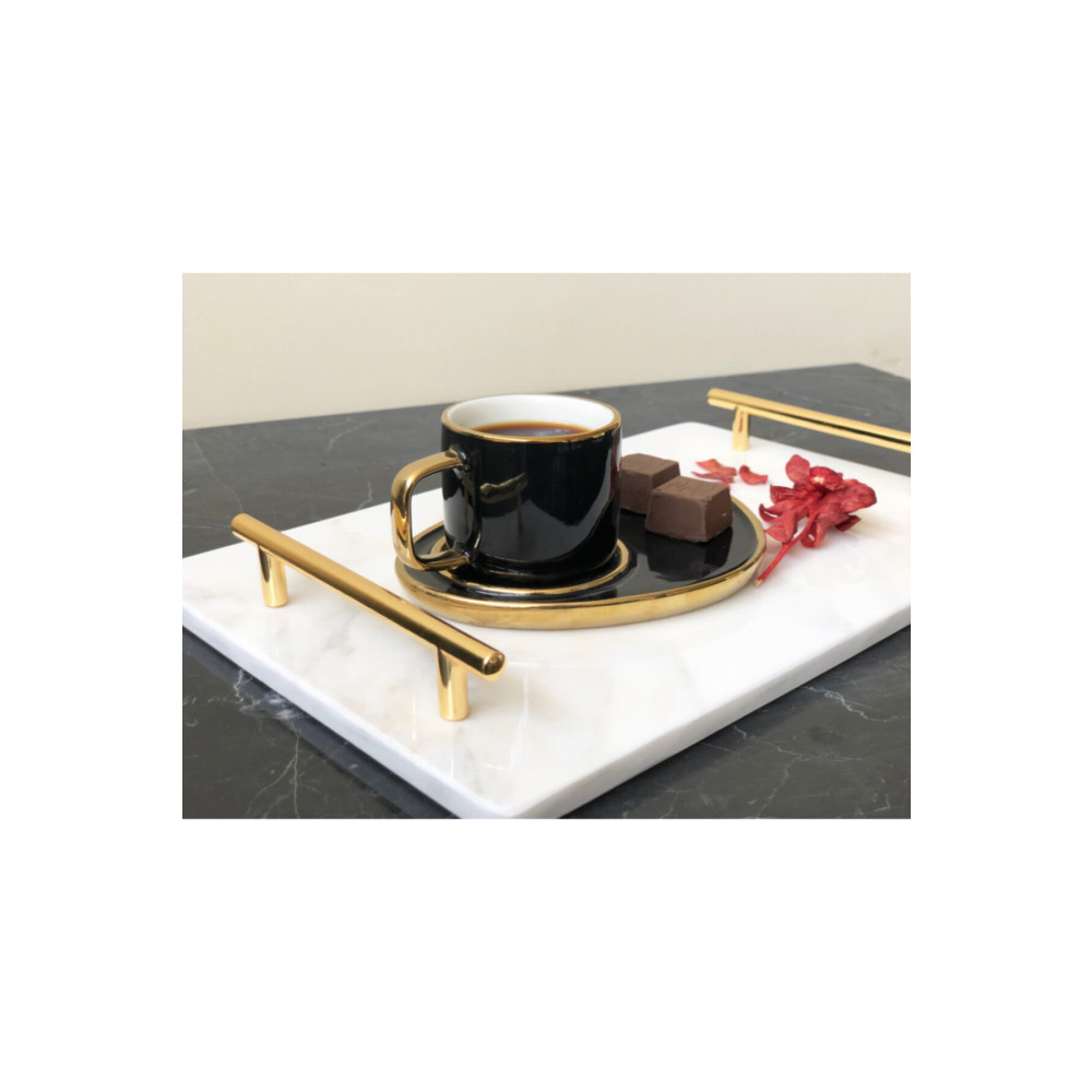Modestmar Doğal Mermer 20x30 Sunum Tepsisi Metal Gold Kulp Yaş Günü & Parti Fiyatı