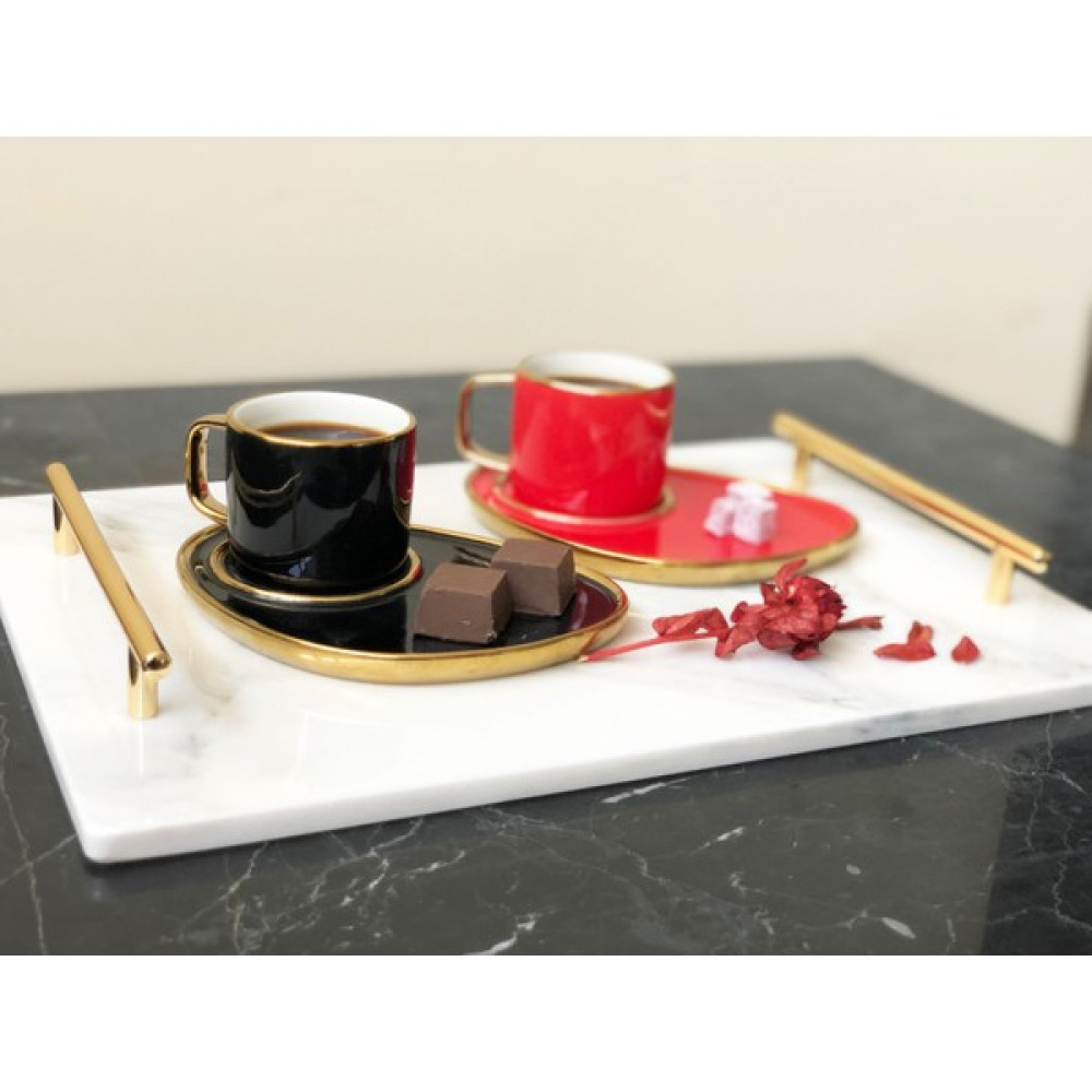 Modestmar Doğal Mermer 25X35 Sunum Tepsisi Metal Gold Slim Servis Tepsisi Fiyatı