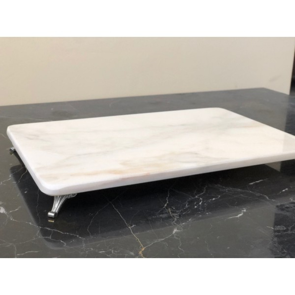 Modestmar Doğal Mermer Sunum Tepsi Gümüş Ayaklı 20 x 30 cm Servis Tepsisi Fiyatı