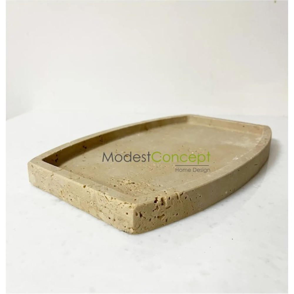 Modestmar Doğal Traverten Mermer Tepsi, Banyo Düzenleyici, Sunum Tabağı, Organizer Oval 20X30CM Saklama Kapları Fiyatı